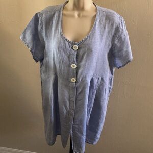 Flax blue linen tunic top or short dress size small